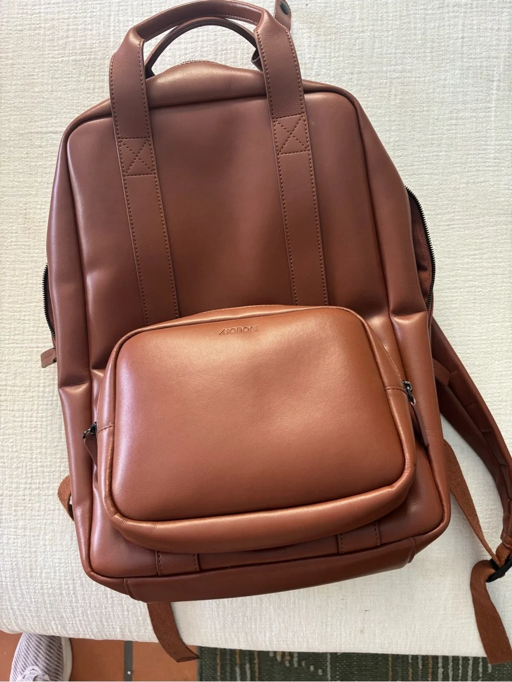 Monos Metro Backpack for Travel in Mahogany Vegan Leather